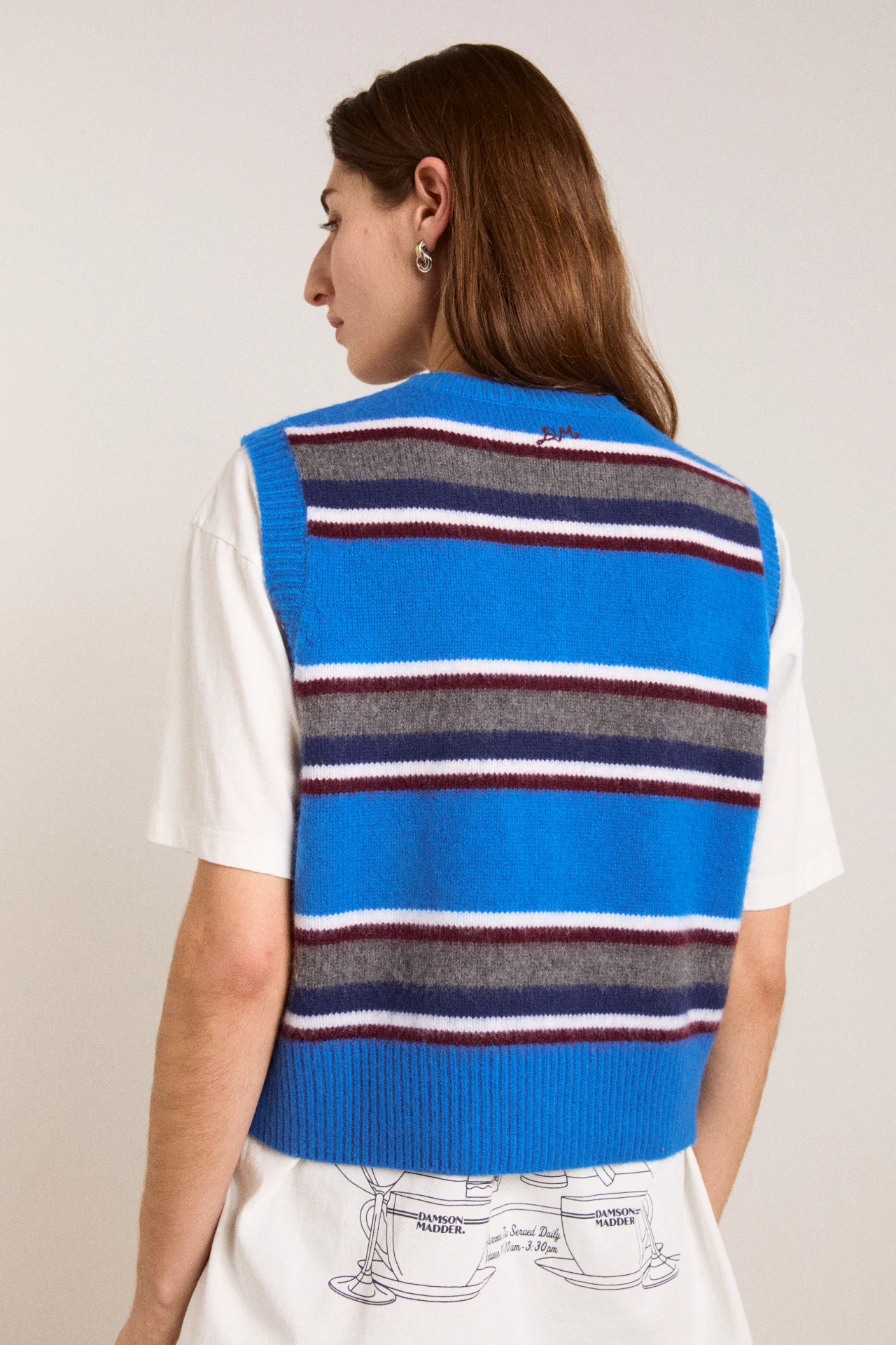 Sofie Merino Wool Vest - Blue Stripe - Image 13