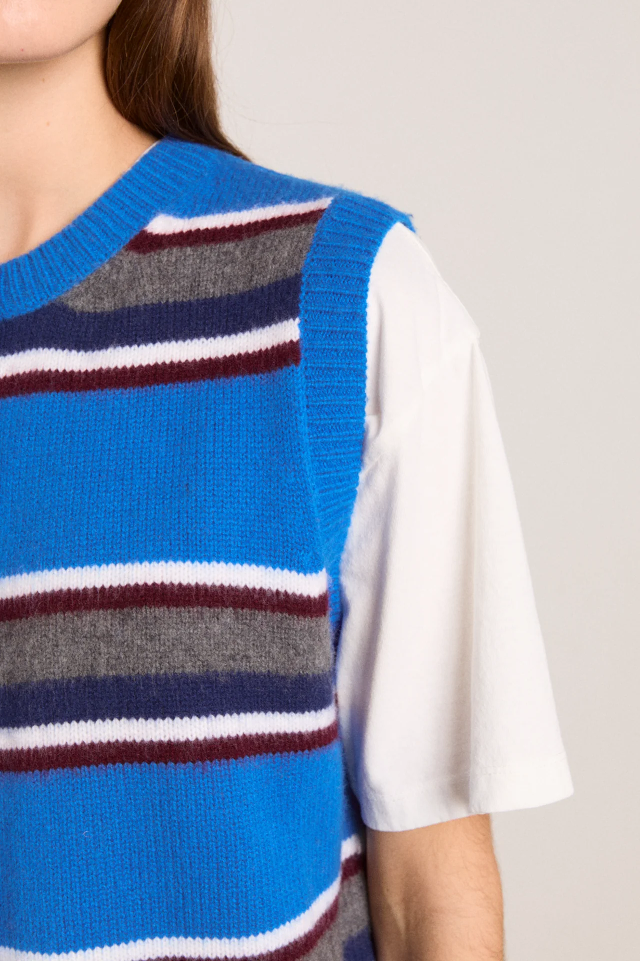 Sofie Merino Wool Vest - Blue Stripe - Image 14