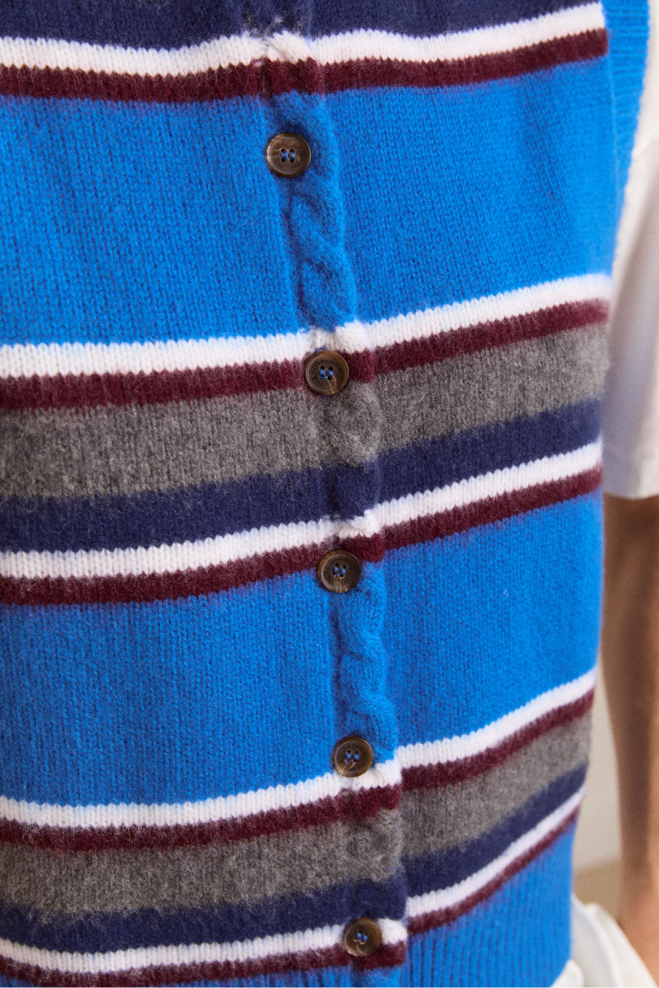Sofie Merino Wool Vest - Blue Stripe - Image 17
