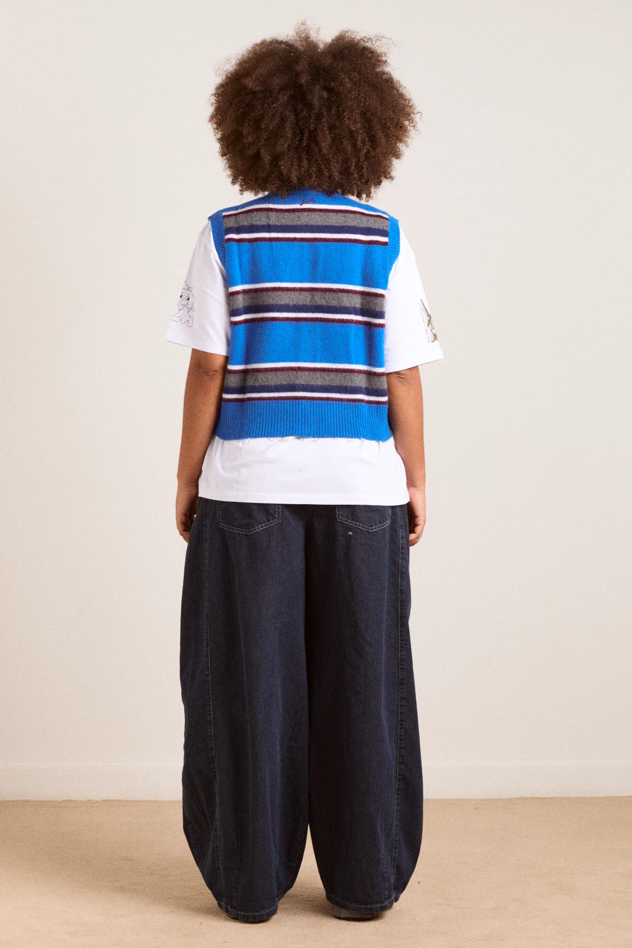 Sofie Merino Wool Vest - Blue Stripe - Image 6