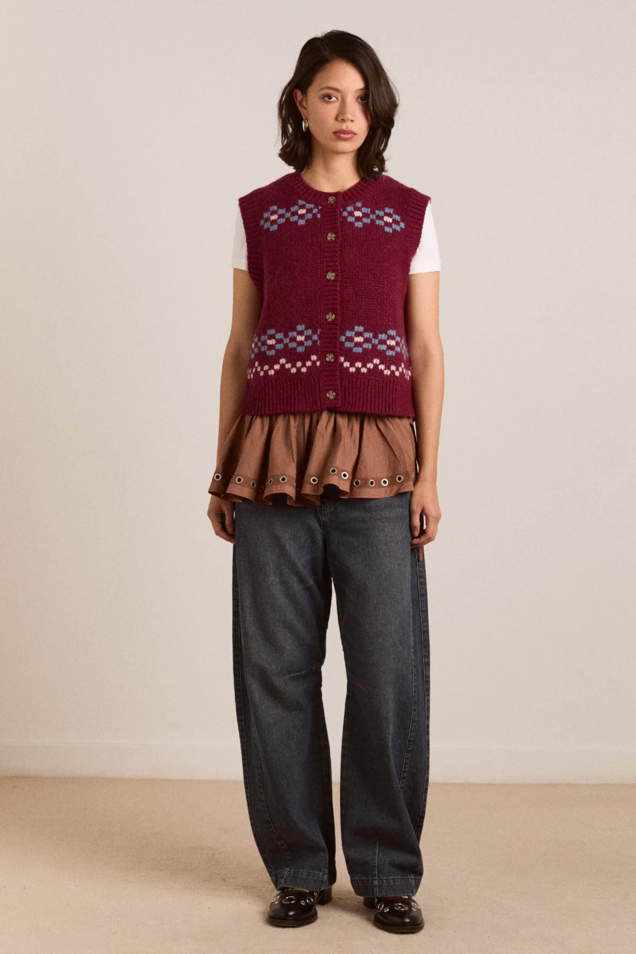 Sofie Wool Vest - Novelty Intarsia - Image 3