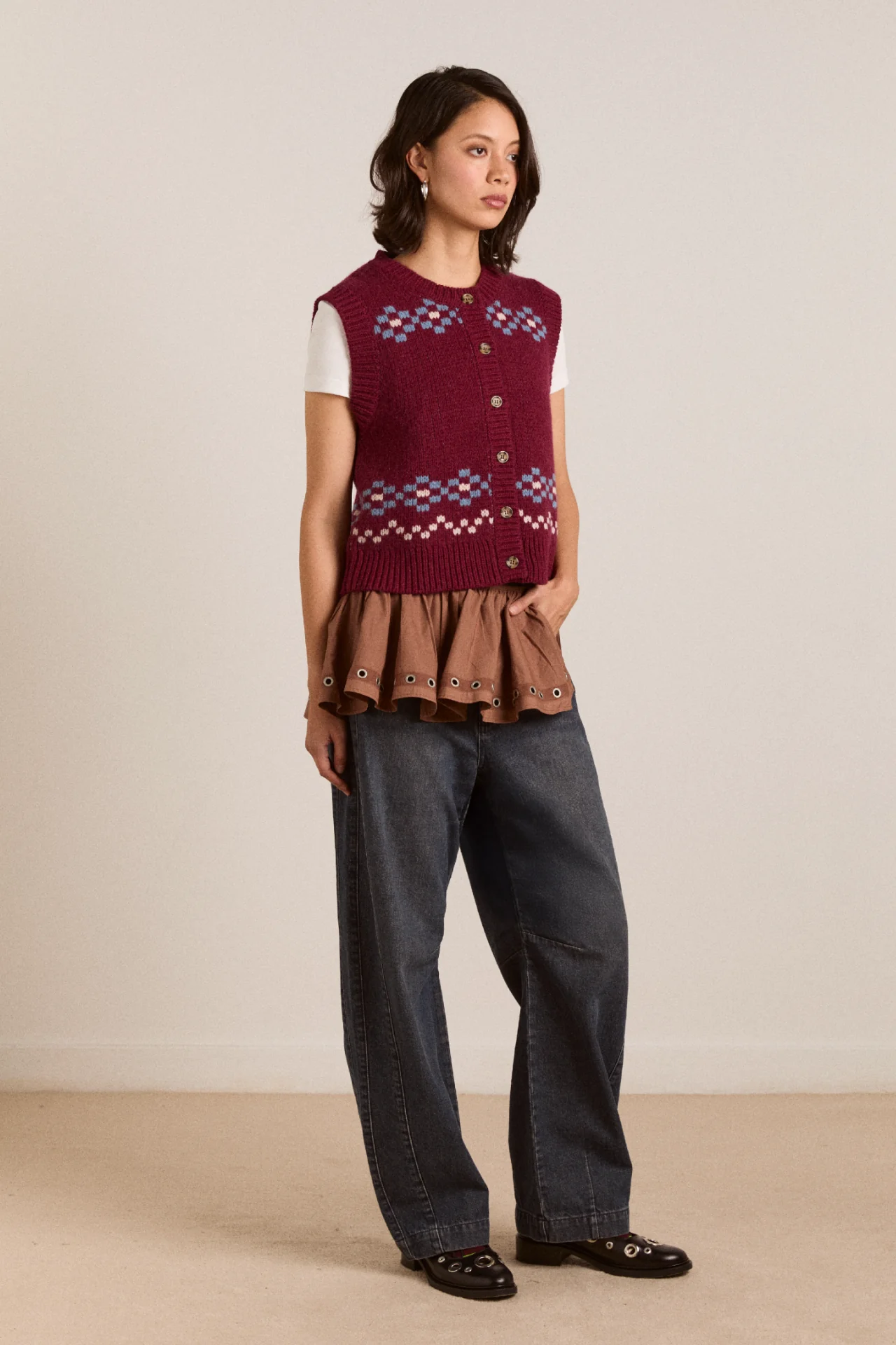 Sofie Wool Vest - Novelty Intarsia - Image 4