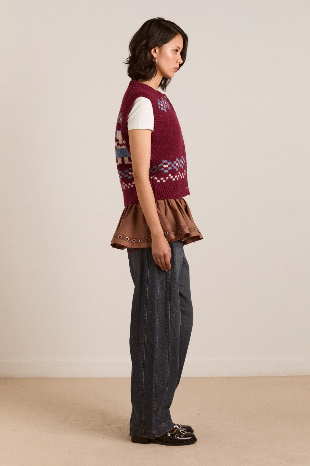 Sofie Wool Vest - Novelty Intarsia - Image 5