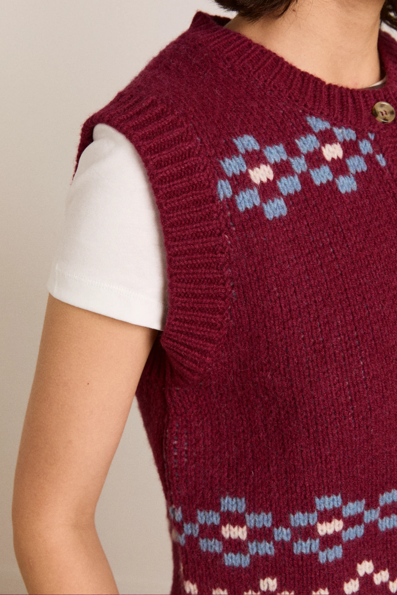 Sofie Wool Vest - Novelty Intarsia - Image 8