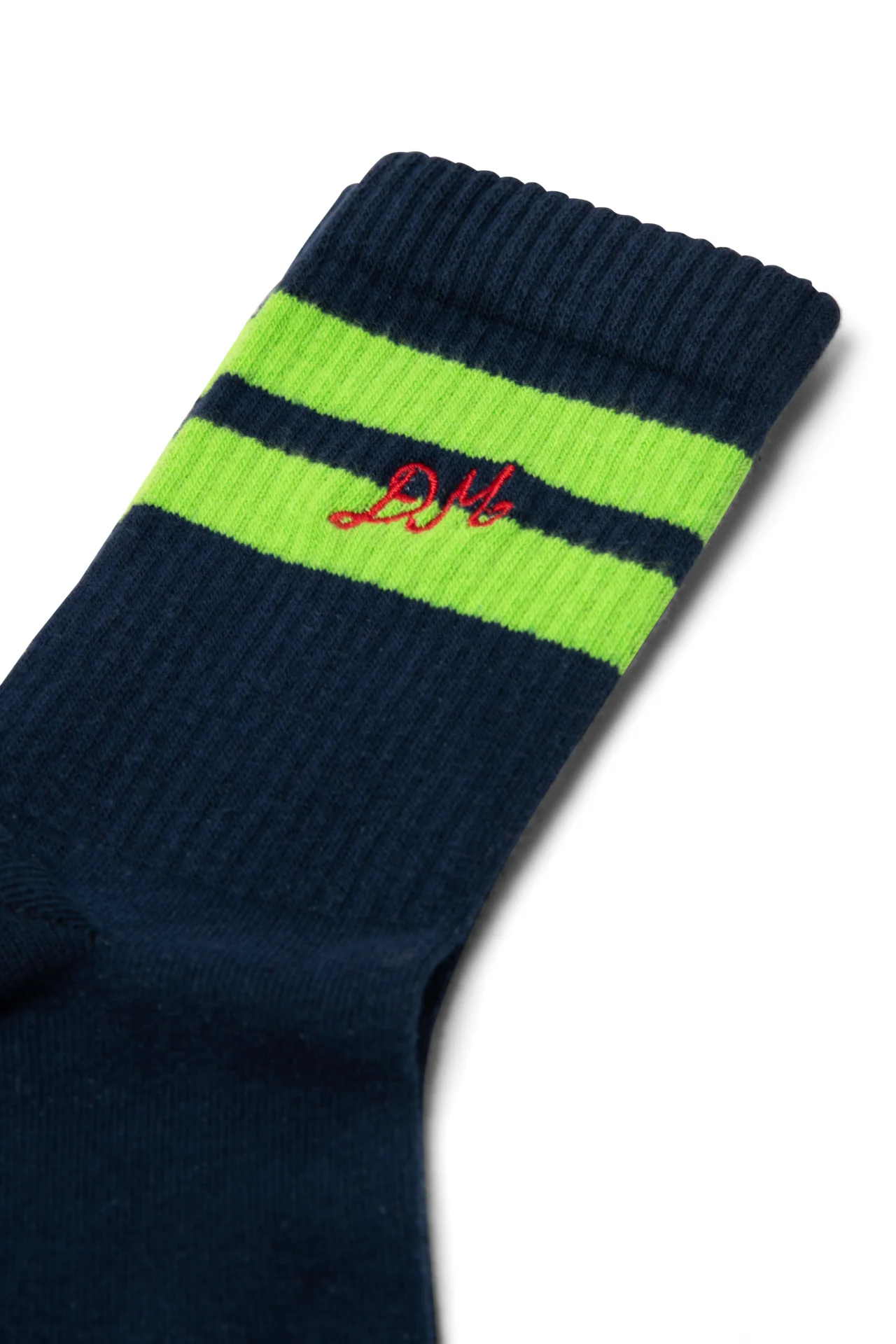 Sporty Calf Socks - Navy/Lime Stripe - Image 5