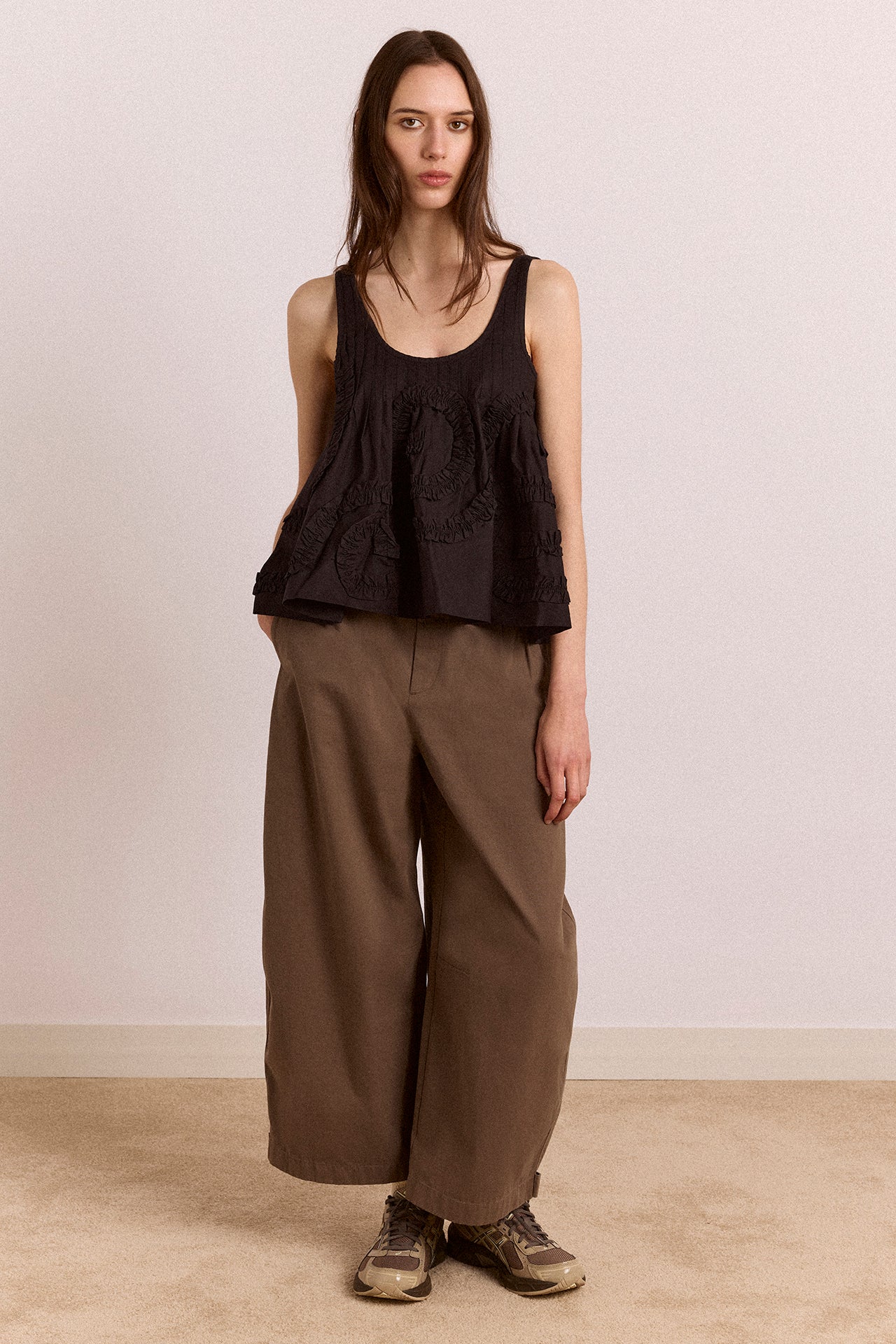 Stella Ruffle Cami - Black - Image 2