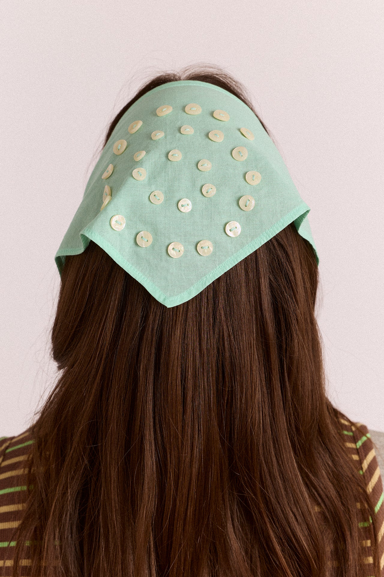 Swirl Button Headscarf - Mint - Image 2