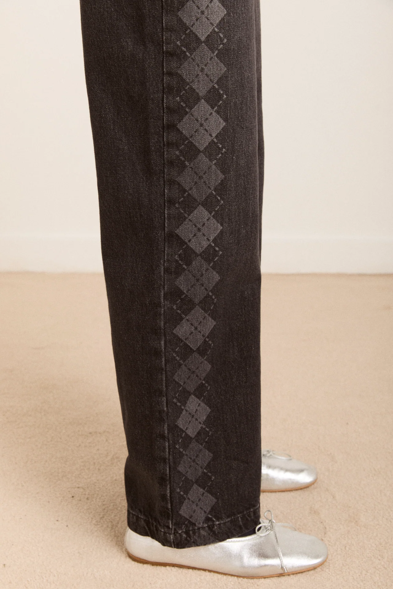 Sylvie Jeans - Grey Argyle - Image 4