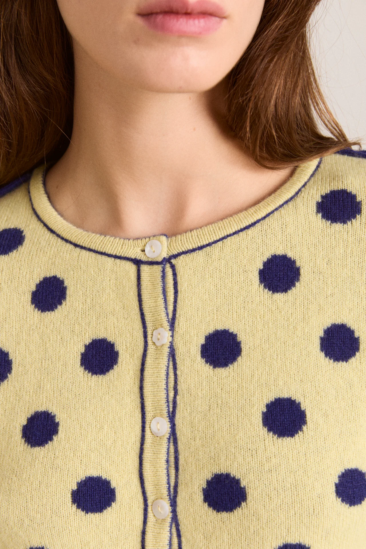 Tabitha Reversible Merino Wool Cardigan -Navy/Butter - Image 15