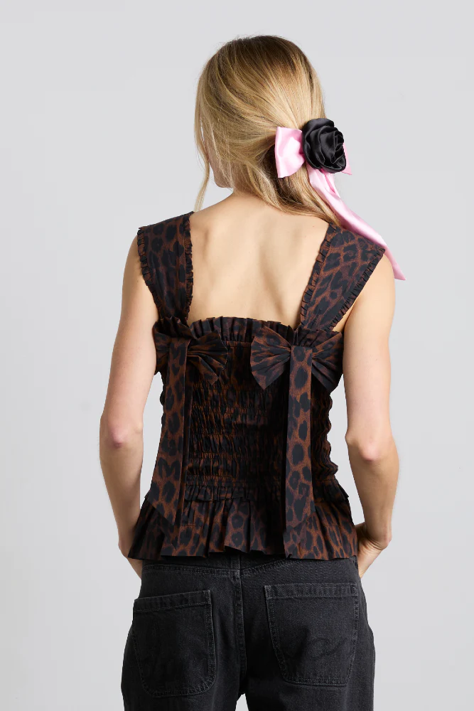 Tish Shirred Cami - Dark Leopard - Image 5
