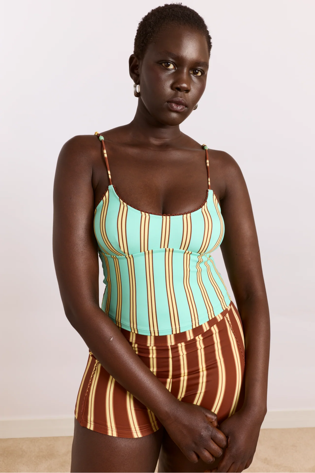 Trudi Boy Short - Brown Stripe Print - Image 10