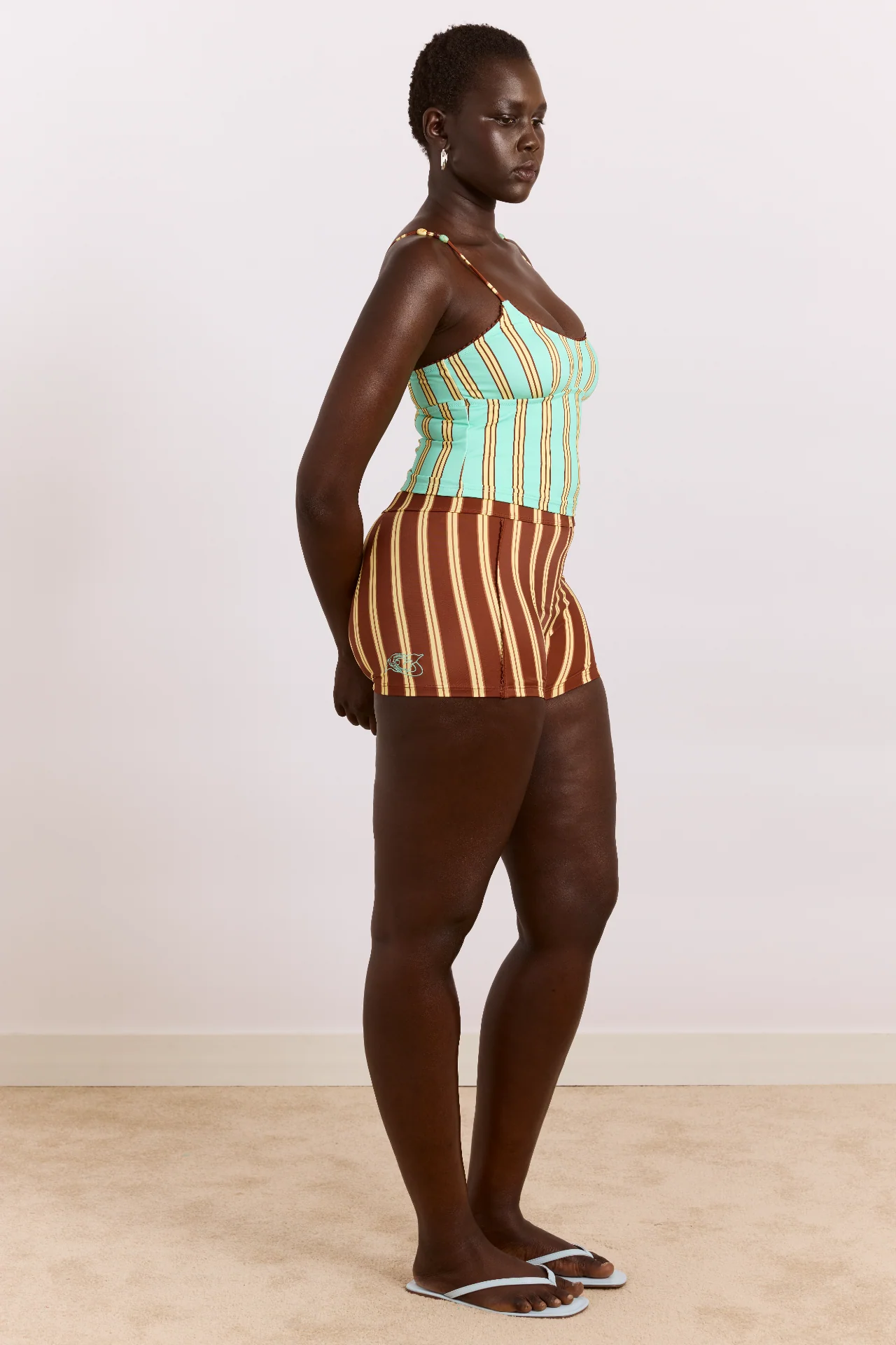 Trudi Boy Short - Brown Stripe Print - Image 5