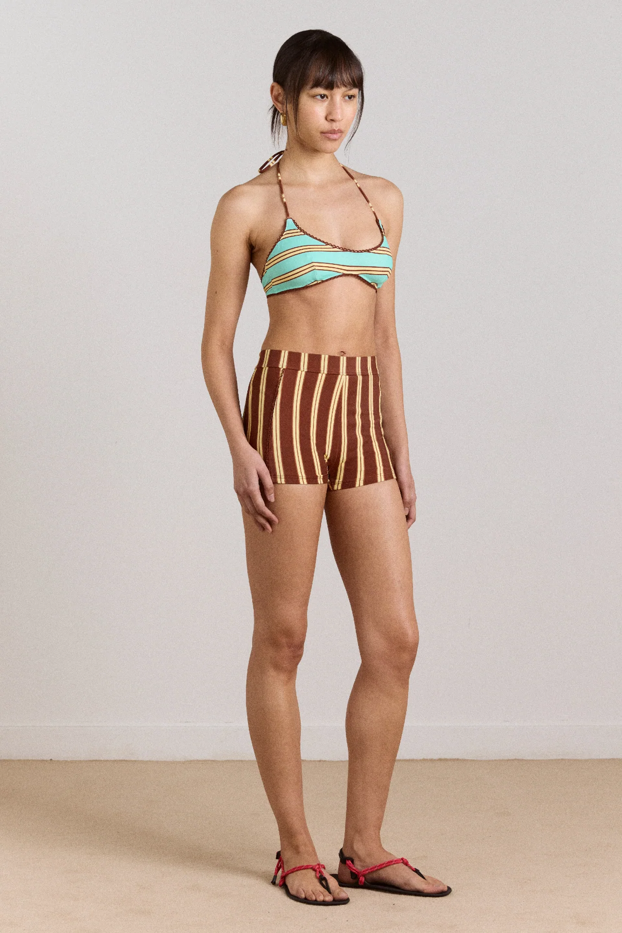 Trudi Boy Short - Brown Stripe Print - Image 6