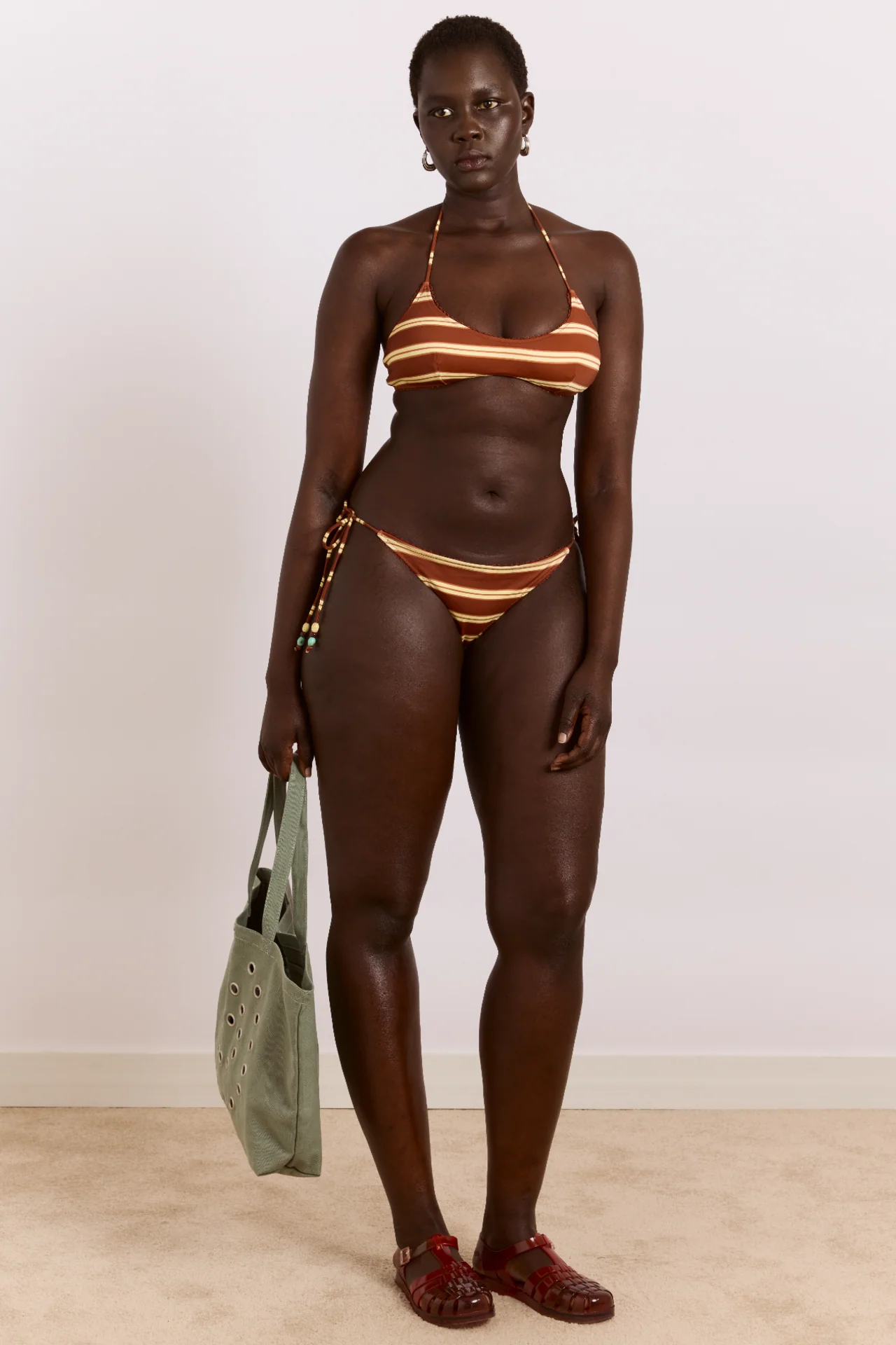 Trudi Reversible Bikini Bottom - Mint Or Choc Stripe - Image 3