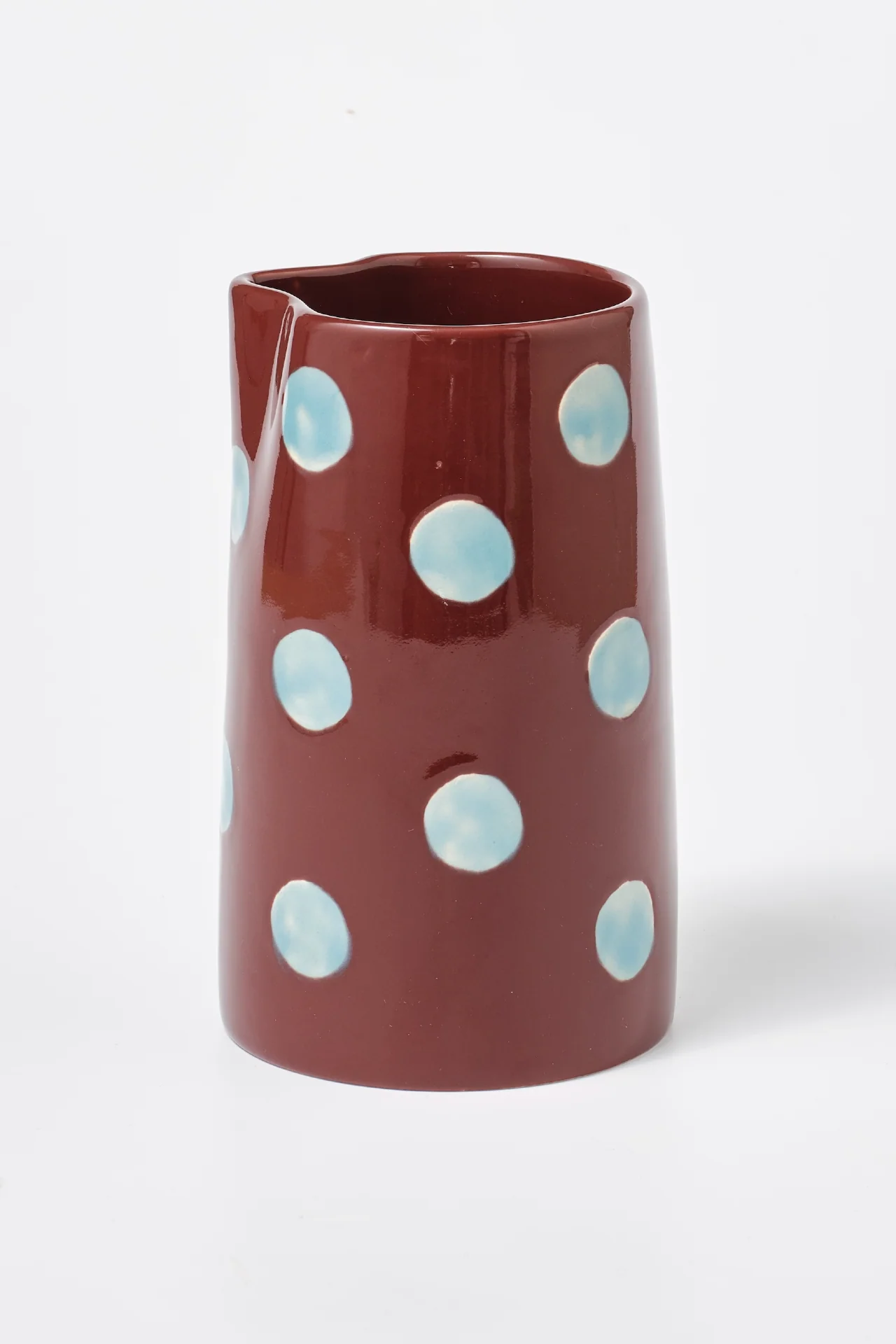 Hand Painted Blue Burgundy Spot Vase - Image 3