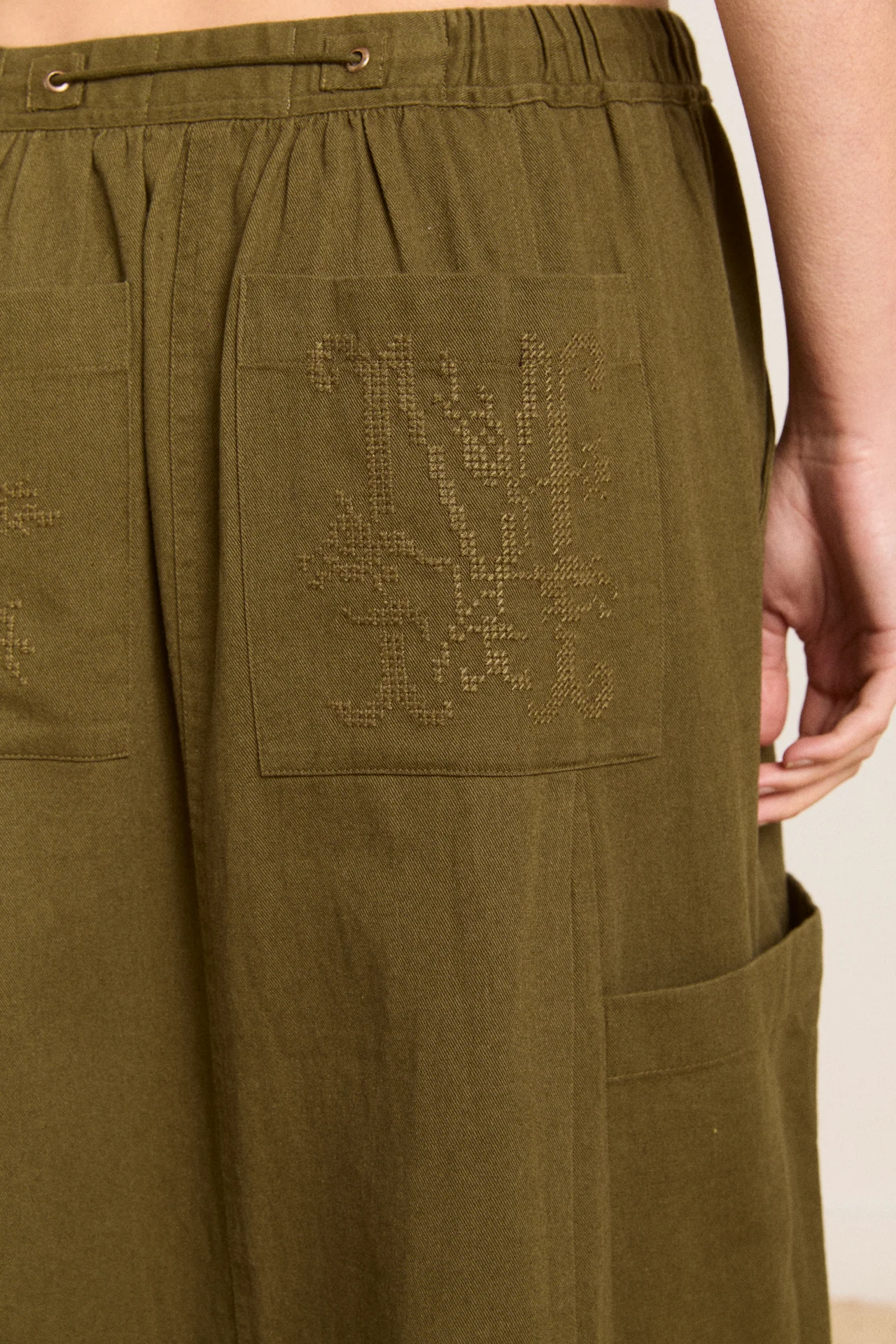 Vika Utility Midi Skirt - Olive - Image 10