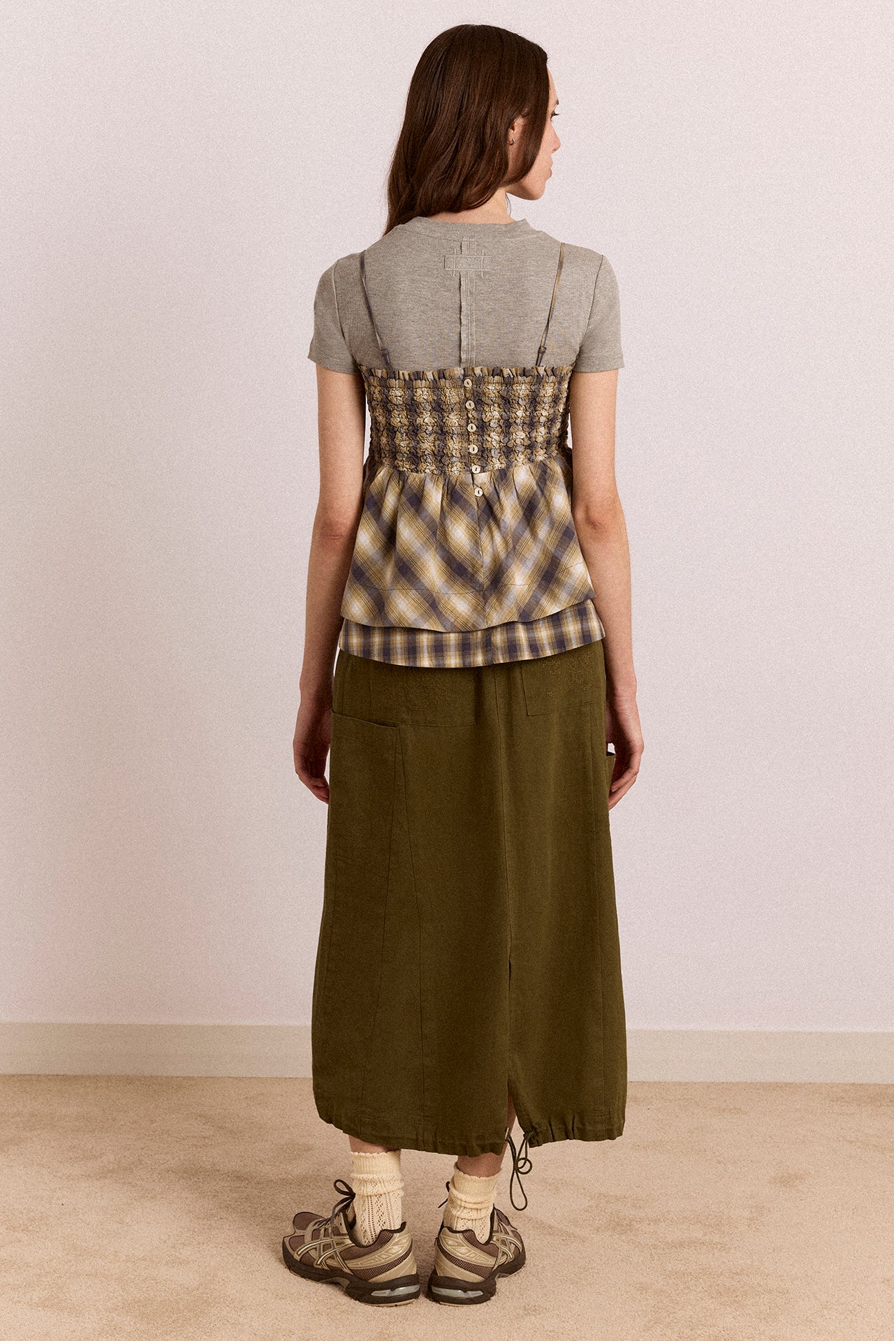 Vika Utility Midi Skirt - Olive - Image 5