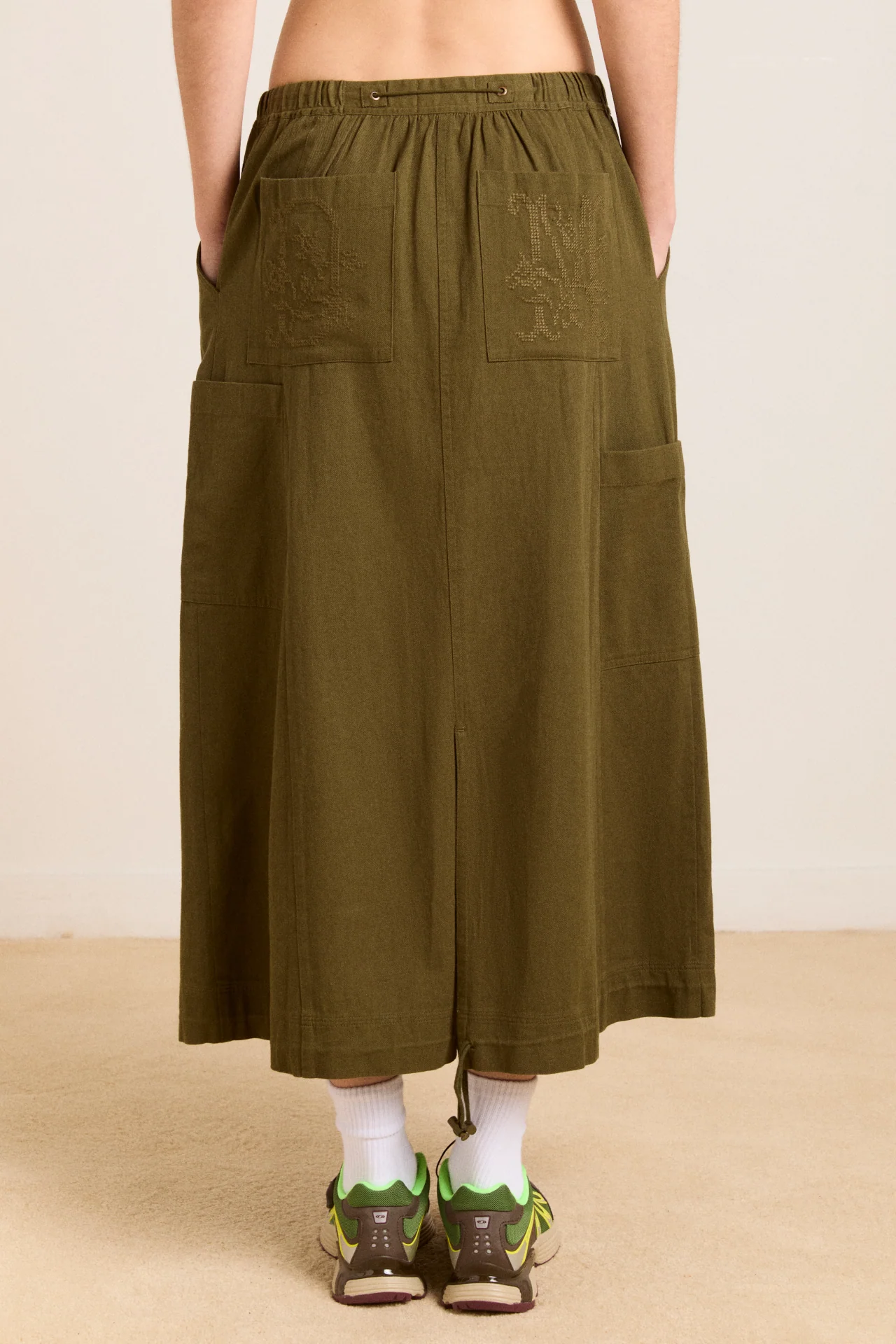 Vika Utility Midi Skirt - Olive - Image 6