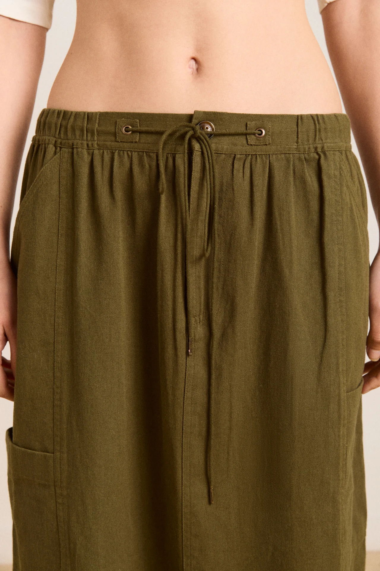 Vika Utility Midi Skirt - Olive - Image 7
