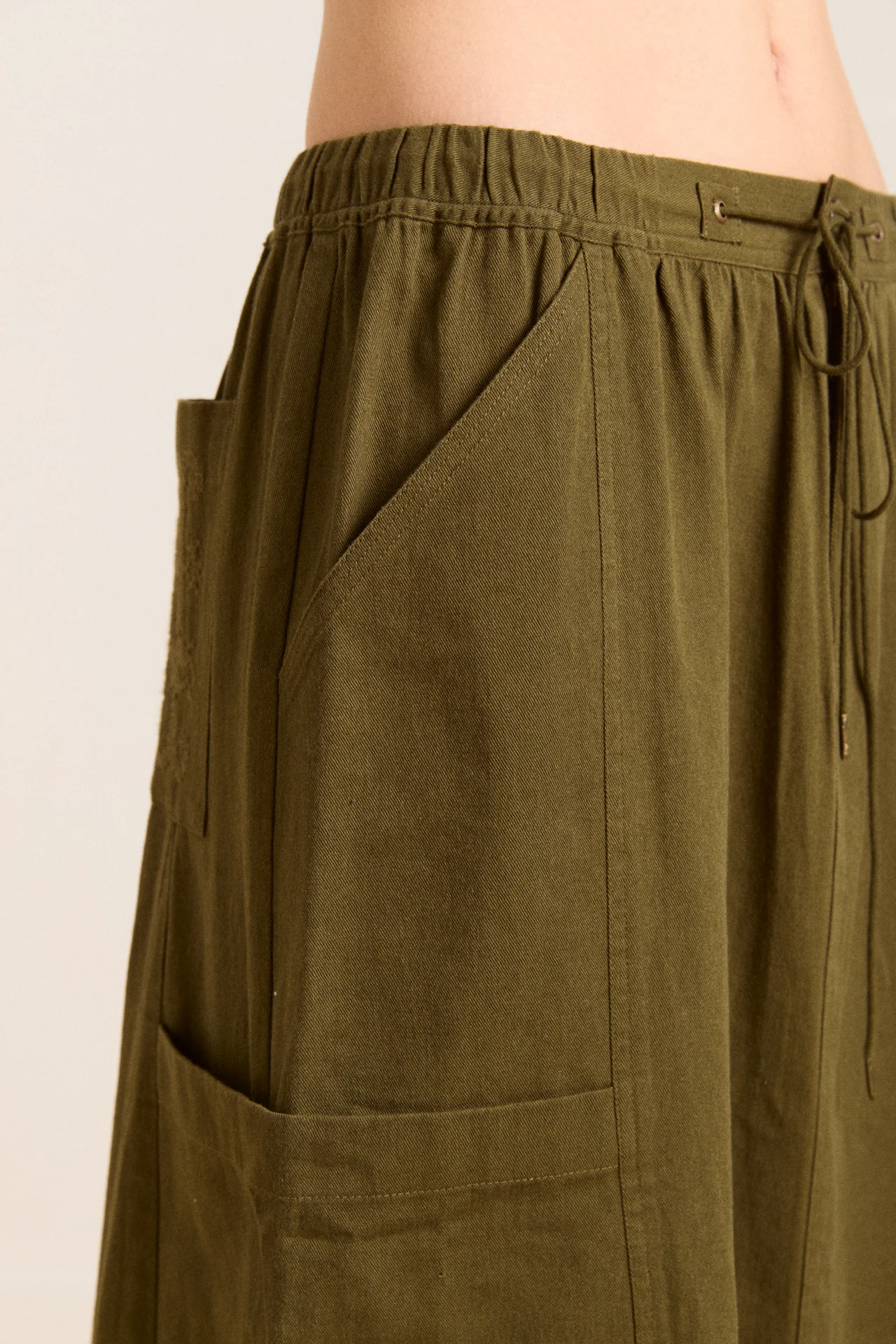 Vika Utility Midi Skirt - Olive - Image 8