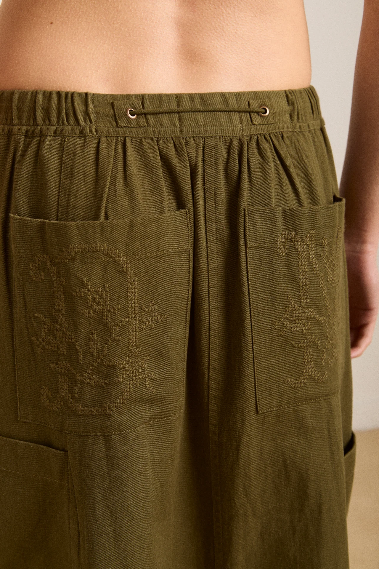 Vika Utility Midi Skirt - Olive - Image 9