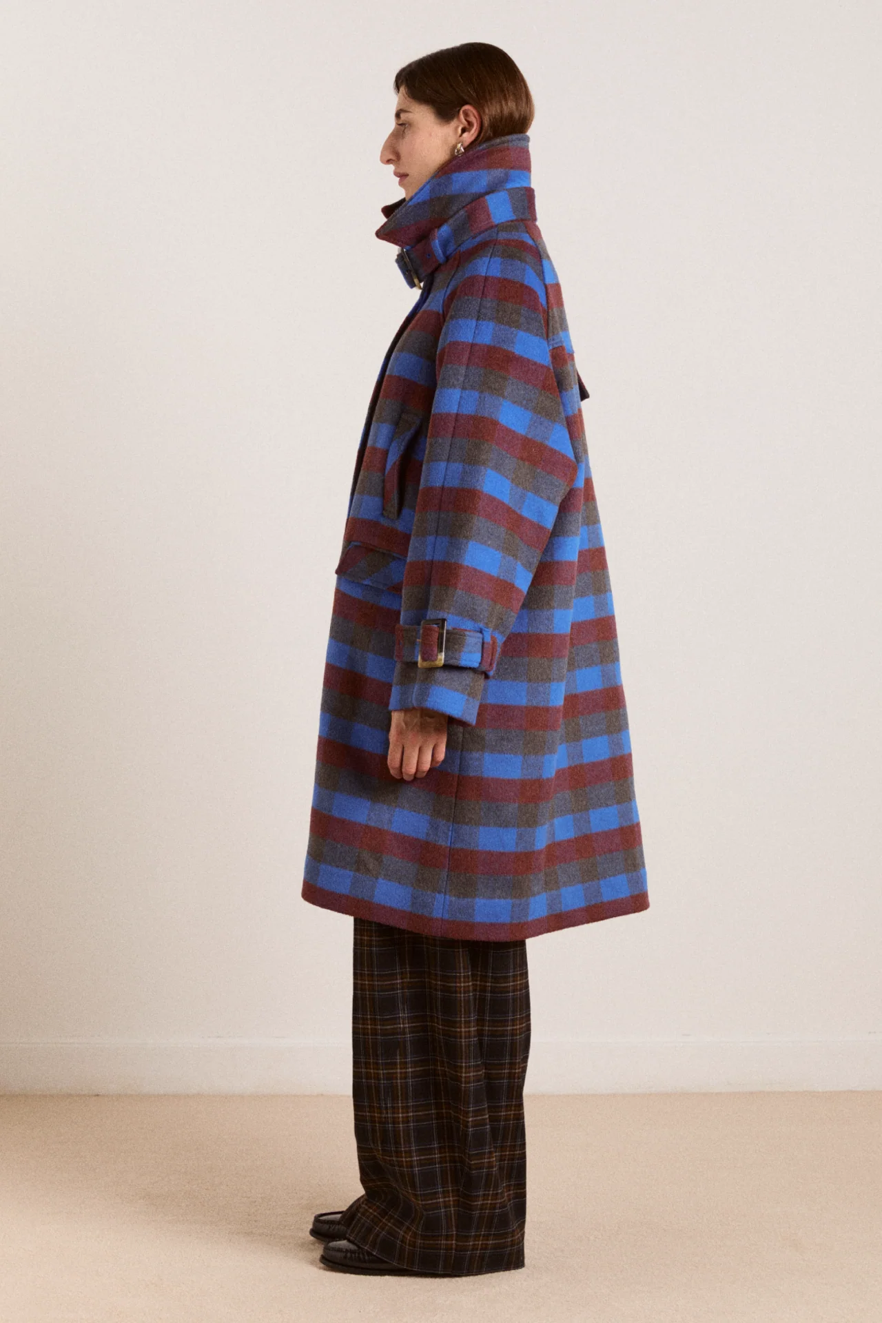 Vivi Wool Coat - Blue/Brick - Image 4