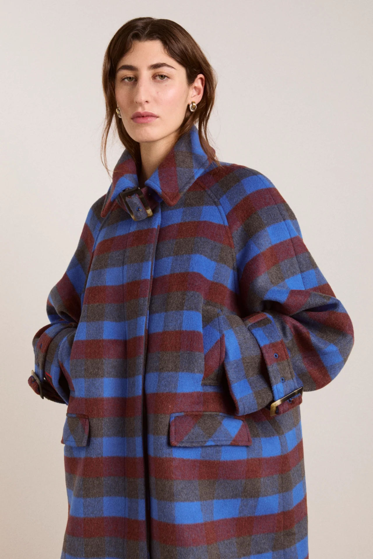 Vivi Wool Coat - Blue/Brick - Image 7