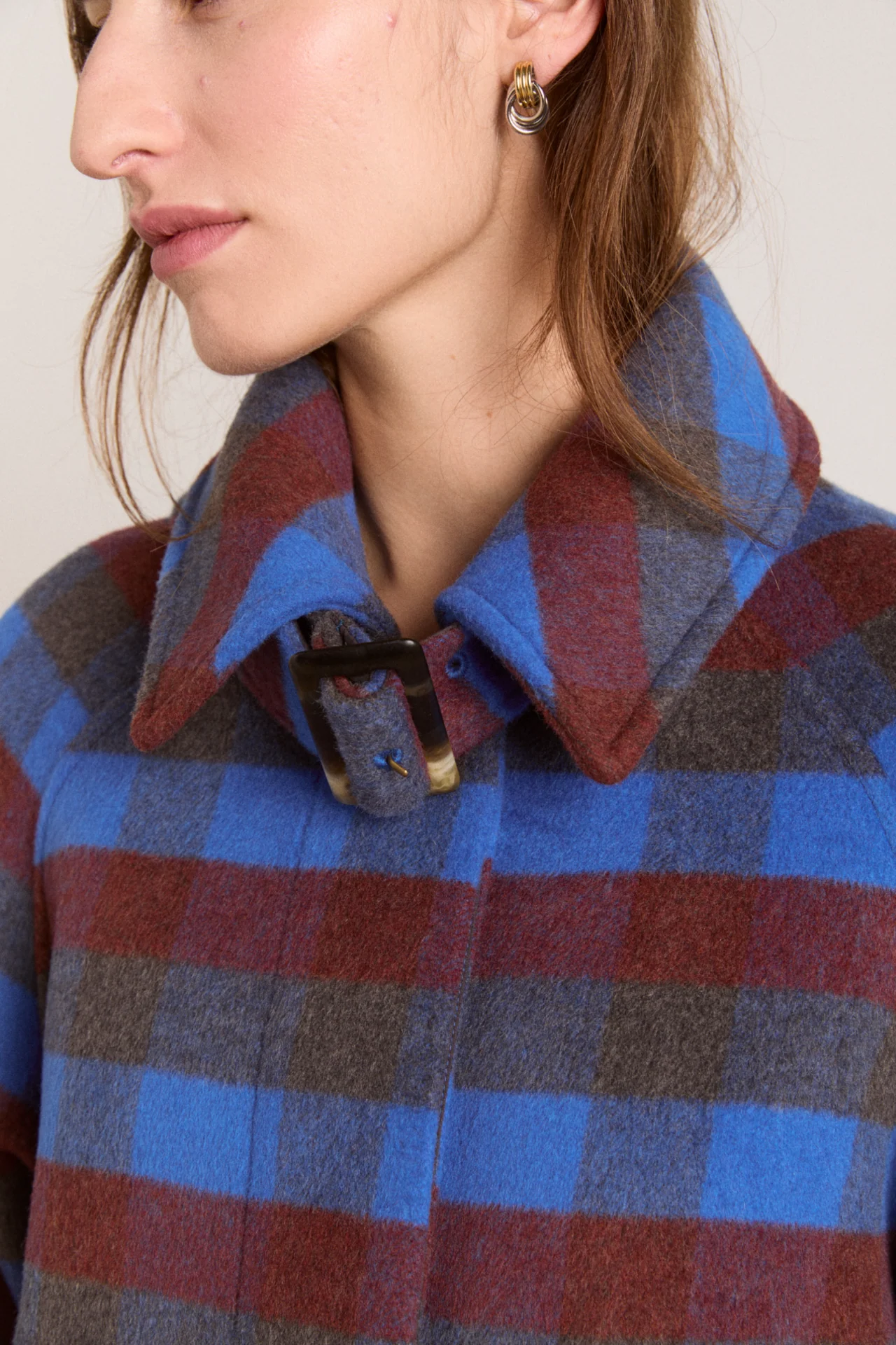Vivi Wool Coat - Blue/Brick - Image 9