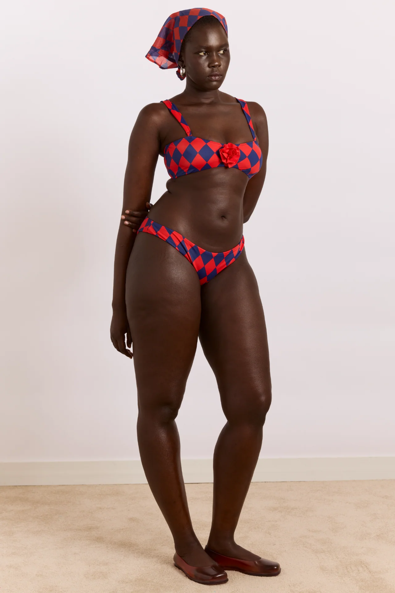 Wren Bikini Top With Rosette Detail - Harlequin - Image 6